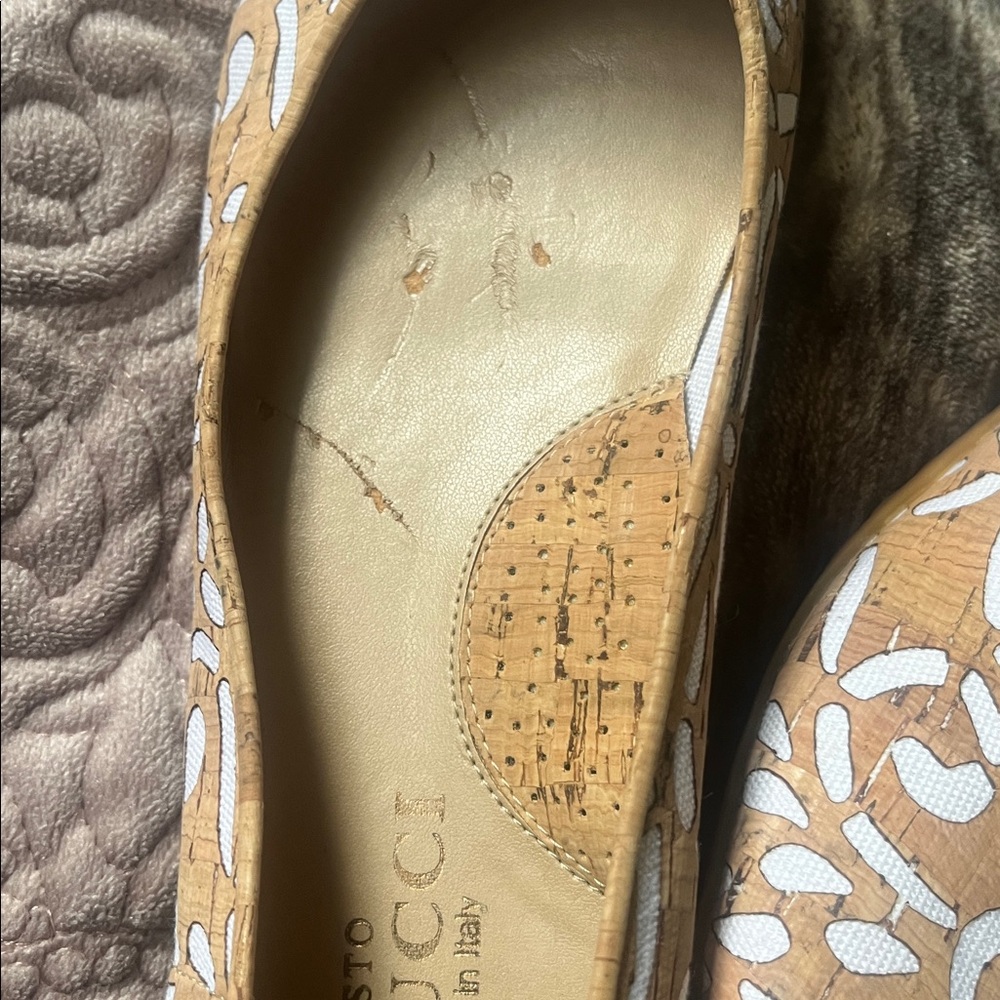 Sesto Meucci Tan Bella laser cut cork ballet flat in EUC SZ8 made in Italy - Picture 11 of 12